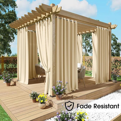 NICETOWN Fade Resistant Outdoor Curtains 2 Panels, Patio Waterproof Drapery - Image 2