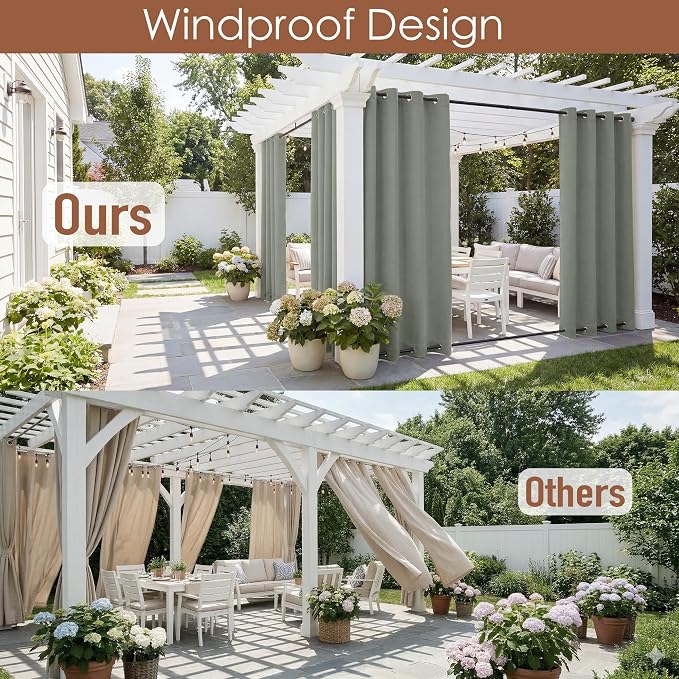 RYB HOME 2 Panels Outdoor Curtains - Image 2