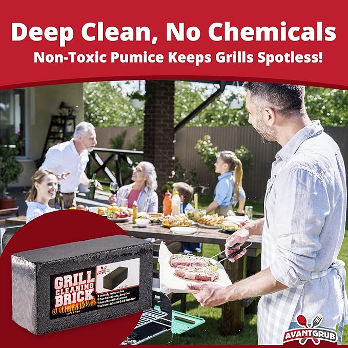 Commercial Grade, Heavy Duty Grill Cleaning Brick Bulk 4 Pack. Pumice Stone Cleaner Tool Cleans and Sanitizes Restaurant Flat Top Grills or Griddles Effectively Without Harsh Chemicals or Abrasives