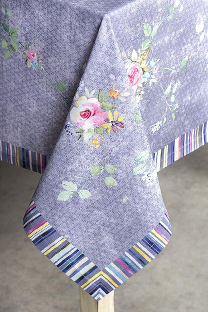 Maison d' Hermine Table Cloth Rectangle Table 100% Cotton 60 x 90 Inches Tablecloth for Dining Room, Farmhouse, Home, Party, Festive & Wedding Spring Summer - Sweet Rose Lavender - Country Garden