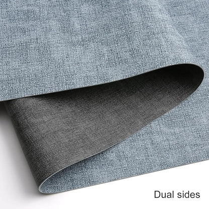 Table Runners 55 Inches Long, Dual-Sided Faux Leather Farmhouse Table Runner Waterproof Heatproof Non-Slip for Living Room Party Home Decor Holiday Decorations(Gray Light Blue, 12 x 55 Inch)
