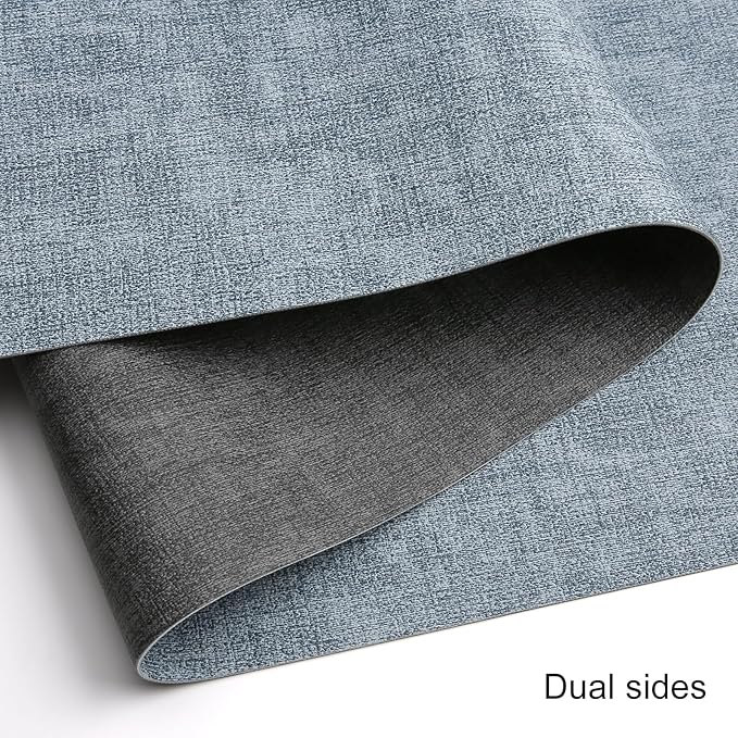 Table Runners 94 Inches Long, Dual-Sided Faux Leather Farmhouse Table Runner Waterproof Heatproof Non-Slip for Living Room Party Home Decor Holiday Decorations(Gray Light Blue, 12 x 94 Inch)