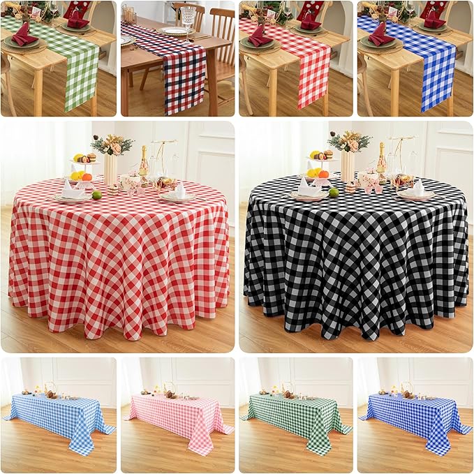 Waterproof Plaid Tablecloth Fabric - Square 58x58 Inch Classic Gingham Checker Table Cloth for Indoor/Outdoor Use - Buffalo Table Cover for Picnics, BBQs, and Parties