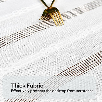 White Cotton Table Cloth for Rectangle Table Heavy Duty Farmhouse Vintage Tablecloth Washable Rustic Table Cover (White, 52''x70'')