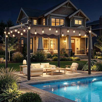10'x12' Outdoor Pergola with Retractable Canopy | Patio Metal Heavy-Duty Gazebo - Image 7