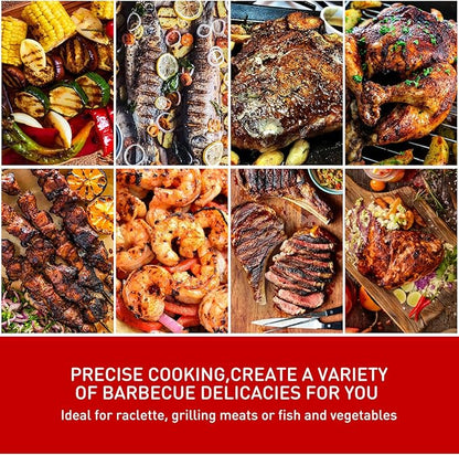 Electric BBQ Grill Techwood 15-Serving Indoor/Outdoor Electric Grill for Indoor & Outdoor Use, Double Layer Design, Portable Removable Stand Grill, 1600W (Stand Red BBQ Grills)