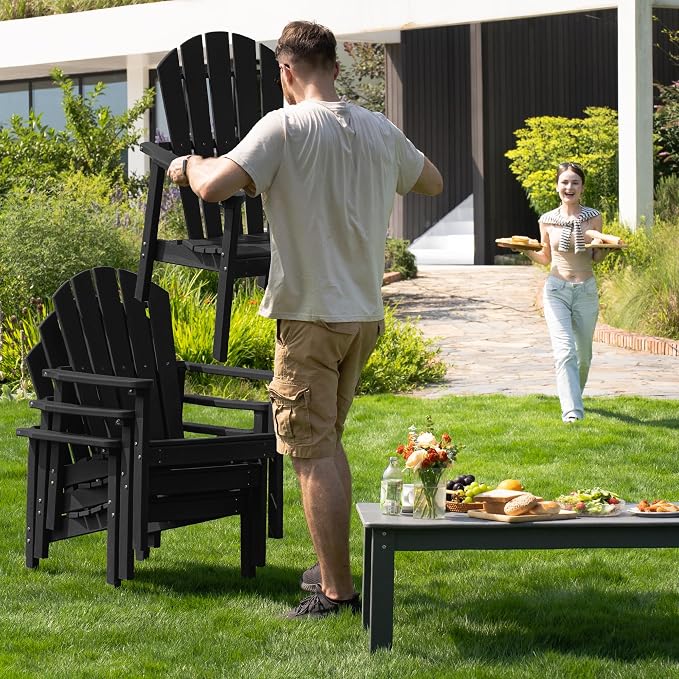 Compact Stackable Adirondack Chairs Set of 2, All-Weather - Image 7