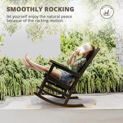 LUE BONA Outdoor Rocking Chairs Set of 2, Weather Resistant HDPS Poly Rocker - Image 9