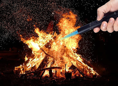 4 Pack Butane Torch Lighter, Urgrette 6-inch Refillable Pen Lighter Pencil Torch Lighter Long Torch Adjustable Jet Flame Butane Lighter for Grill BBQ Candle Camping Fireplace (Gas Not Included) Black
