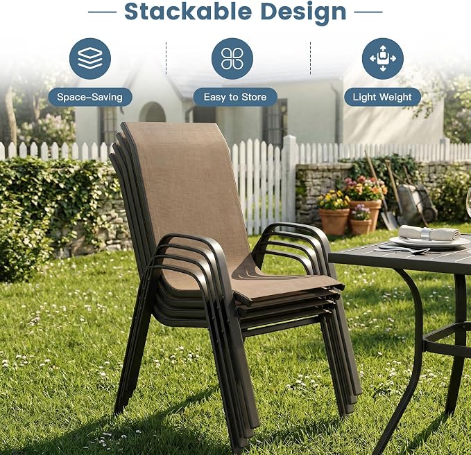 DIFY Patio Chairs Set of 8, Stackable Outdoor Dining Chairs Set - Image 4
