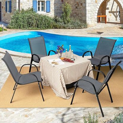 COSTWAY Patio Stackable Dining Chairs Set of 4 - Image 2