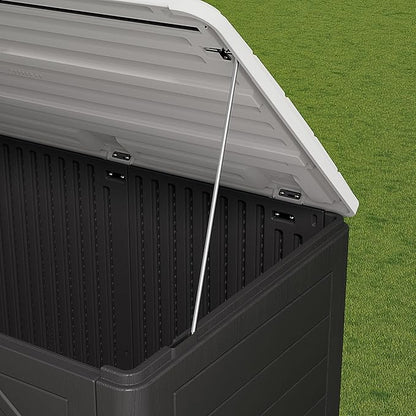 HOMSPARK Storage Shed Weather Resistance, Multi-Purpose Outdoor Storage Cabinet for Backyards and Patios, Horizontal Storage Shed for Lawnmower, Patio Accessories (Black & White, Large - 48 cu.ft)