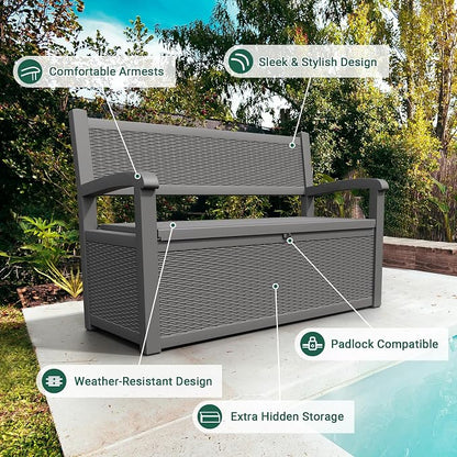 80 Gallon Outdoor Storage Bench, Resin Outside Storage Box - Image 4