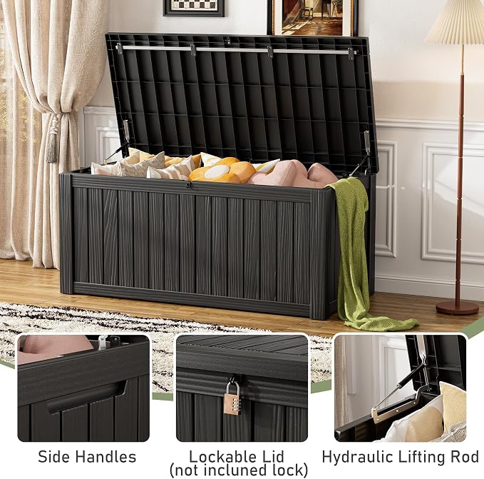 Outdoor Storage Box, 150 Gallon Large Outdoor Resin Deck Box, Storage - Image 5