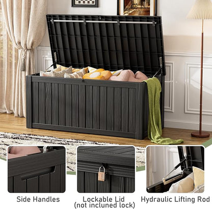 Outdoor Storage Box, 150 Gallon Large Outdoor Resin Deck Box, Storage - Image 5