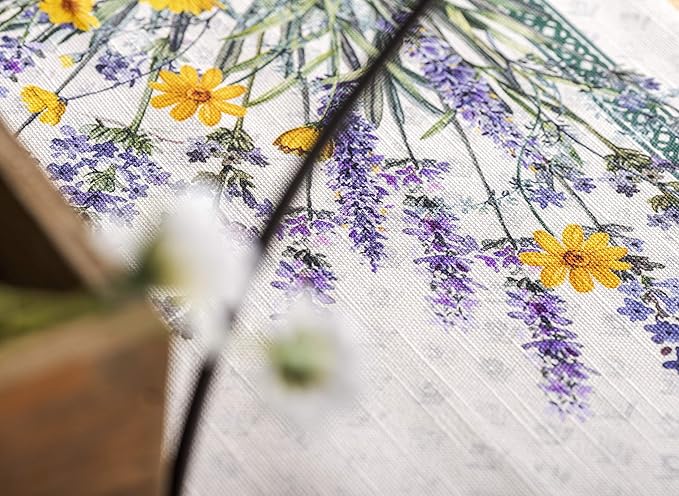 Maison d' Hermine Table Cloth Rectangle Table 100% Cotton 70 x 90 Inches Tablecloth Reusable Decorative for Dining Room, Farmhouse, Home, Party, Festive & Wedding Spring Summer - Fanny Lavender