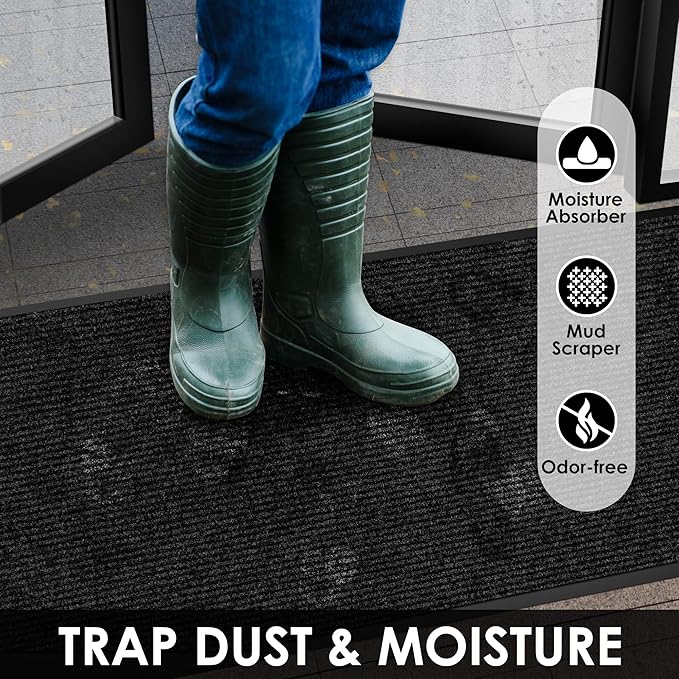 2′ x 40′ Front Door Mat Indoor Outdoor Entrance, Commercial Floor Mat Heavy Duty Dirt Trapper Entryway Doormat, Custom Size Non Slip Rubber Backing Welcome mat, Door Mat for High Traffic Area