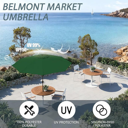 9FT Large Outdoor Patio Umbrella Pool Market Umbrella-UV Resistant, Easy Push - Image 3
