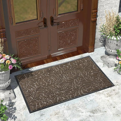 Yimobra Large Door Mat Outside Entrance 47x32, Waterproof Sturdy Outdoor Mats for Front Door, Heavy Duty Non-Slip Doormat for Garage Patio Entryway Indoor, Easy Clean, Brown