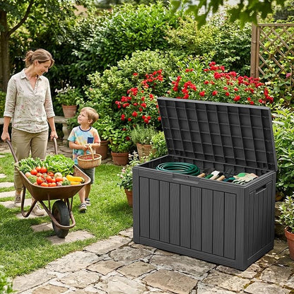 DRATO 55 Gallon Outdoor Storage Box Waterproof, Lockable Resin Deck Boxes | - Image 7