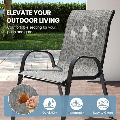 Patio Chairs Set of 6, Stackable Dining Chairs High Back, Breathable Seat - Image 6