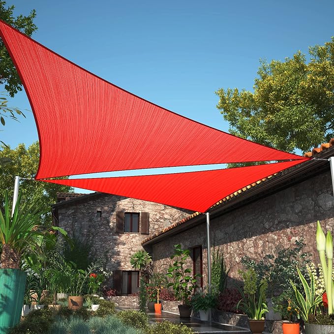 15' x 15' x 21.2' Red Sun Shade Sail UPF50 Right Triangle SMTAPT12 Canopy by ShadeMart