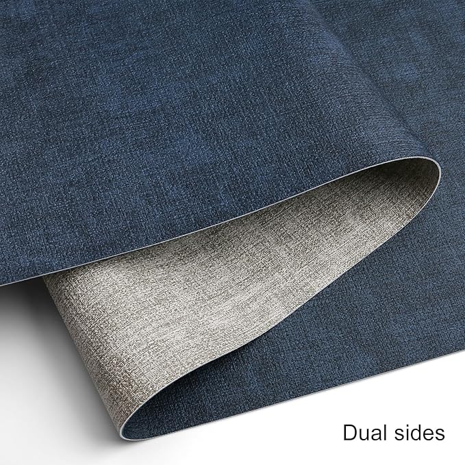 Table Runners 94 Inches Long, Dual-Sided Faux Leather Farmhouse Table Runner Waterproof Heatproof Non-Slip for Living Room Party Home Decor Holiday Decorations(Gray Blue, 15 x94 Inch)