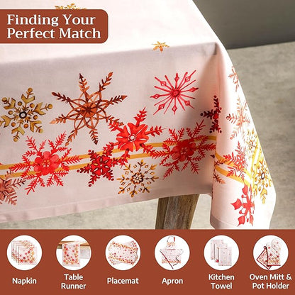 Maison d' Hermine Table Cloth Rectangle Table 100% Cotton 60 x 108 Inches Fall Tablecloth Reusable Everyday Use for Thanksgiving Christmas Decorations Dining Farmhouse Party (Crystal Star)