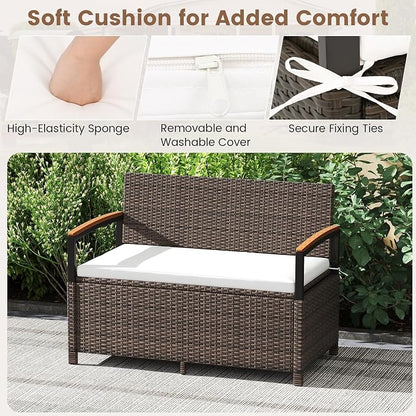 RELAX4LIFE Wicker Outdoor Storage Bench - Image 5