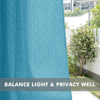 Linen Outdoor Curtains for Patio Waterproof 4 Pcs 54x84 In Teal | Light - Image 5