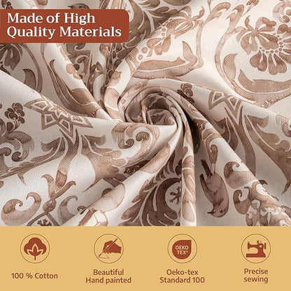 Maison d' Hermine Table Cloth Rectangle Table 100% Cotton 60 x 120 Inches Fall Tablecloth Reusable Everyday Use for Thanksgiving Christmas Decorations Dining Farmhouse Party (Allure)