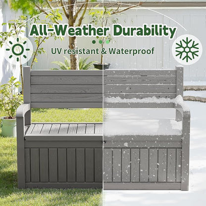 80 Gallon Outdoor Storage Bench, Waterproof Resin Deck Box - Image 6