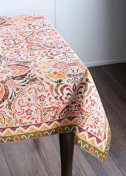 Maison d' Hermine Table Cloth Rectangle Table 100% Cotton 70 x 90 Inches Fall Tablecloth Reusable Everyday Use for Thanksgiving Christmas Decorations Dining Farmhouse Party (Damask)