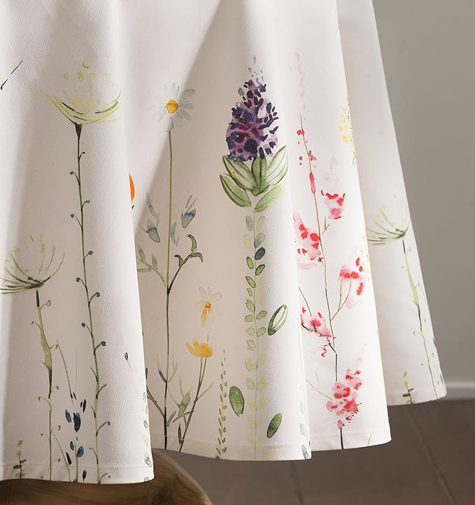 Maison d' Hermine Table Cloth Round Table 100% Cotton 63 Inches Tablecloth Reusable Decorative Everyday Use for Dining Room, Farmhouse, Home, Party, Festive & Wedding Spring Summer - Botanical Fresh