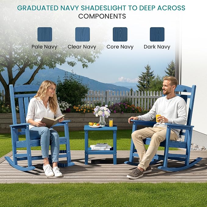 SERWALL Outdoor Rocking Chair Set of 2, Patio Rocking Chair, Porch Rocker - Image 3