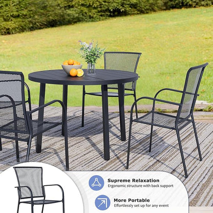 Outdoor Metal Patio Chairs Set of 8, Stackable Iron Mesh Dining Chairs - Image 3