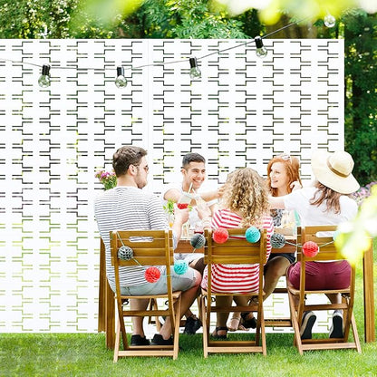 Casaphoria Metal Privacy Screen Outdoor, 72" H x 47" W Freestanding Decorative Privacy Screen for Patio Deck Balcony Garden with Stable Base, Square White