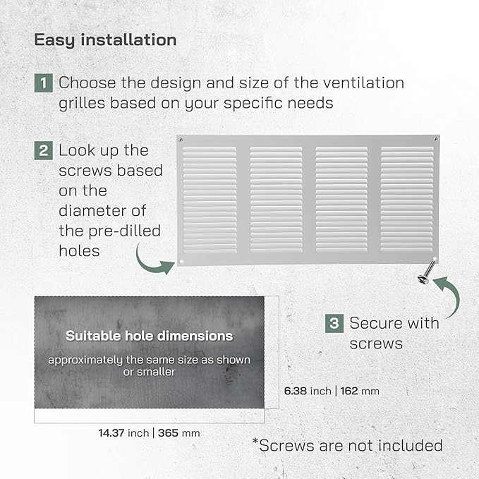 Vent Systems 16" x 8" Inch White Metal Air Vent Cover - 3 Pack - Louvered Wall Grille with Built-in Mesh Screen - Durable HVAC Duct Cover for Exhaust and Supply in Home, Garage - Indoor & Outdoor Use