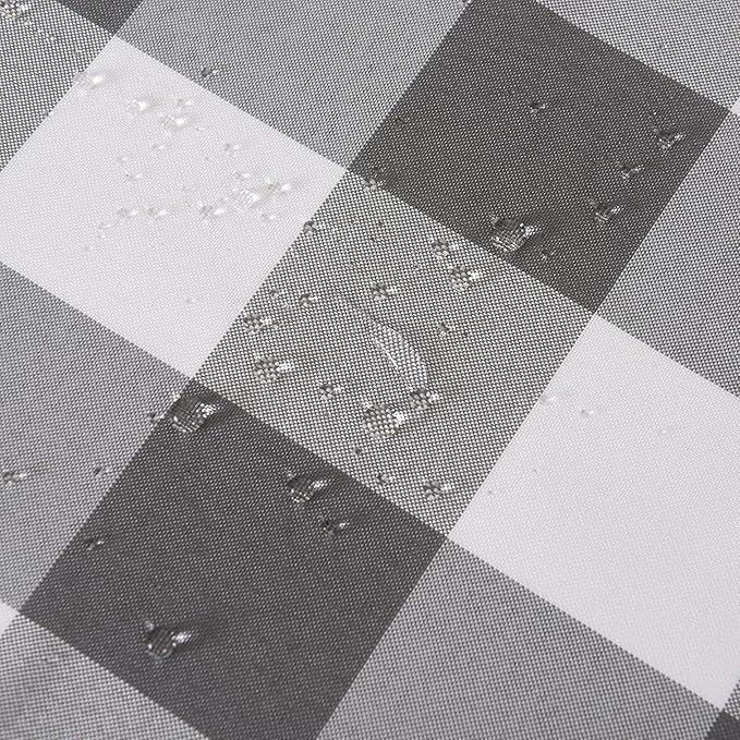 Cupuamon 2 Pack Waterproof Polyester Fabic Round Checkered Tablecloth，60 Outdoor Table Cloth，Oil Stain Prevention Table Cloth for Pinics and Parties（Gary and White）