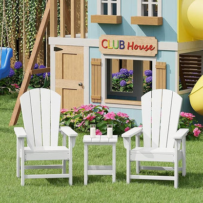 Costaelm Kids Outdoor Side Table, Small Patio HDPE Adirondack Square Table, Porch End Table for Outside Pool Garden, White