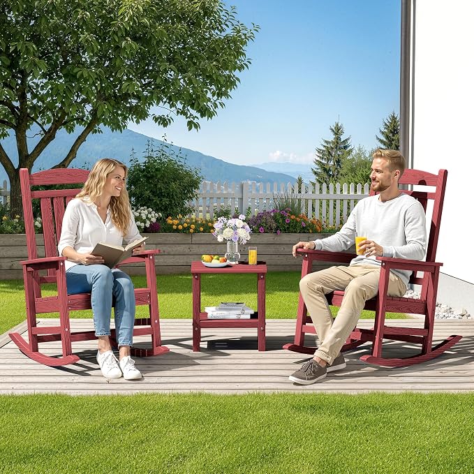 SERWALL Outdoor Rocking Chair Set of 2, Oversized Patio Rocking Chair, Porch - Image 2