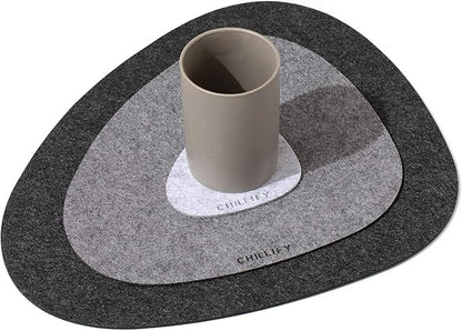Chillify Table Coaster Set | Non-Slip, Heat-Resistant, Washable Placemats | Suitable for Garden | Gray Oval | 2x3 Inches (Set of 2)