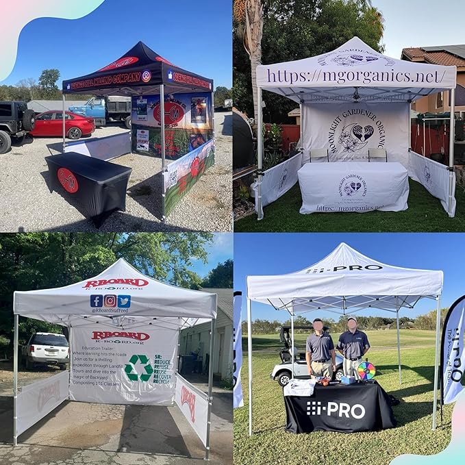 Custom Half Wall for 10' x 10' Canopy Pop-Up Tent for Tradeshows, Featuring Your Logo (Only 1 Half Wall, Excluding Canopy Tent on Front Picture)