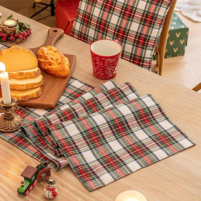 Red White Plaid Christmas Table Runner, Winter Holiday Table Runners 72 inches Long Xmas Decorations Indoor Outdoor Farmhouse Home Kitchen Dining Party Decor