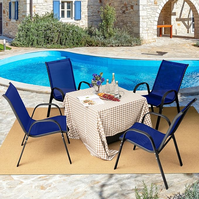 Tangkula Patio Dining Chairs Set of 2, Outdoor Stackable All Weather Heavy Duty - Image 2