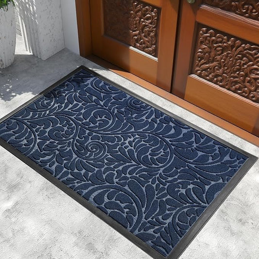 Yimobra Extra Large Door Mat 60x36, Waterproof Sturdy Outdoor Mats for Front Door, Heavy Duty Non-Slip Doormat for Garage Patio Entryway Indoor, Easy Clean, Blue
