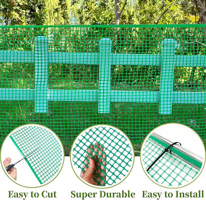 PotatoLife Plastic Wire Mesh Fence, Balcony Fence for Baby and Pets, Safety Fence, Stair Protector, Poultry, Garden, Tree Support, Durable Material, Free Zip Ties (Green, 15.7'' x 20')