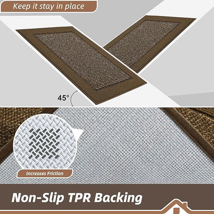 BEQHAUSE Indoor Door Mat 32" x 48", Dirt Trapper Door Mats Non-Slip Entryway Rugs Washable, Resist Dirt Absorbent Welcome Mat, Low Profile Floor Mats for Front Back Door and Entryway, Brown