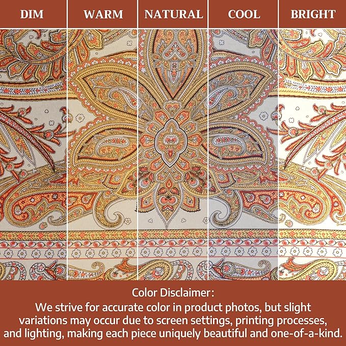 Maison d' Hermine Table Cloth Rectangle Table 100% Cotton 70 x 120 Inches Fall Tablecloth Reusable Everyday Use for Thanksgiving Christmas Decorations Dining Farmhouse Party (Kashmir Paisley)
