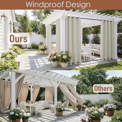 RYB HOME 2 Panels Outdoor Curtains - Image 2